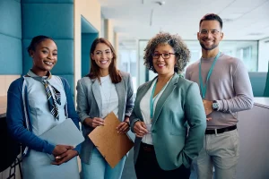 team of professional resume writers in formal attire