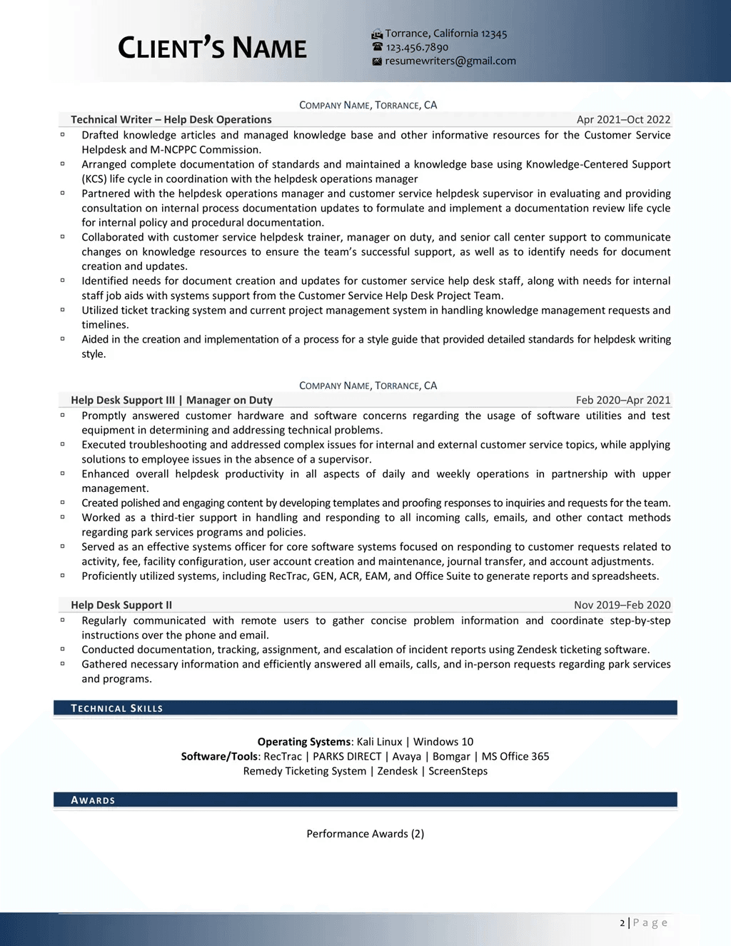 Cybersecurity Analyst Resume Example Page Two