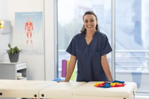 physical therapist in her workplace