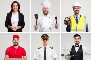 different professionals showcasing various job titles examples