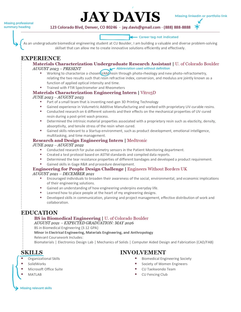 Ordinary Intern Resume Example
