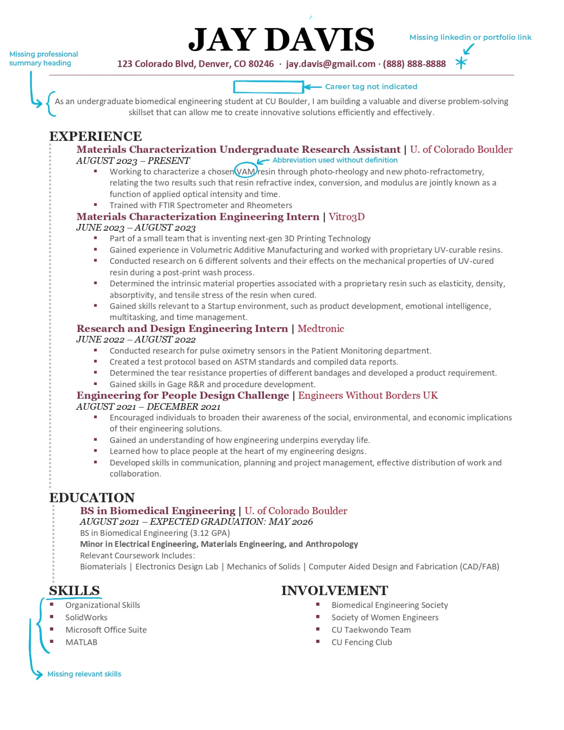 Ordinary Intern Resume Example