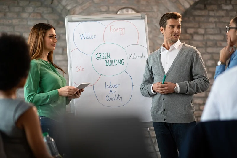 Business Professionals Dicussing Reports To Improve Decision Making Skills