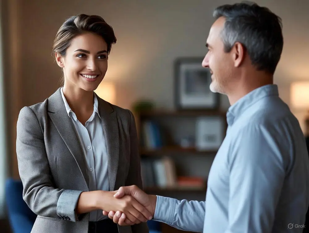 A Senior Applicant Partnering With A Professional On How To Make A Resume That Secures Jobs