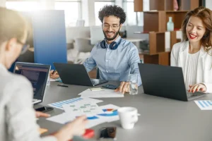 Group Of Professionals Showing Productivity At Work