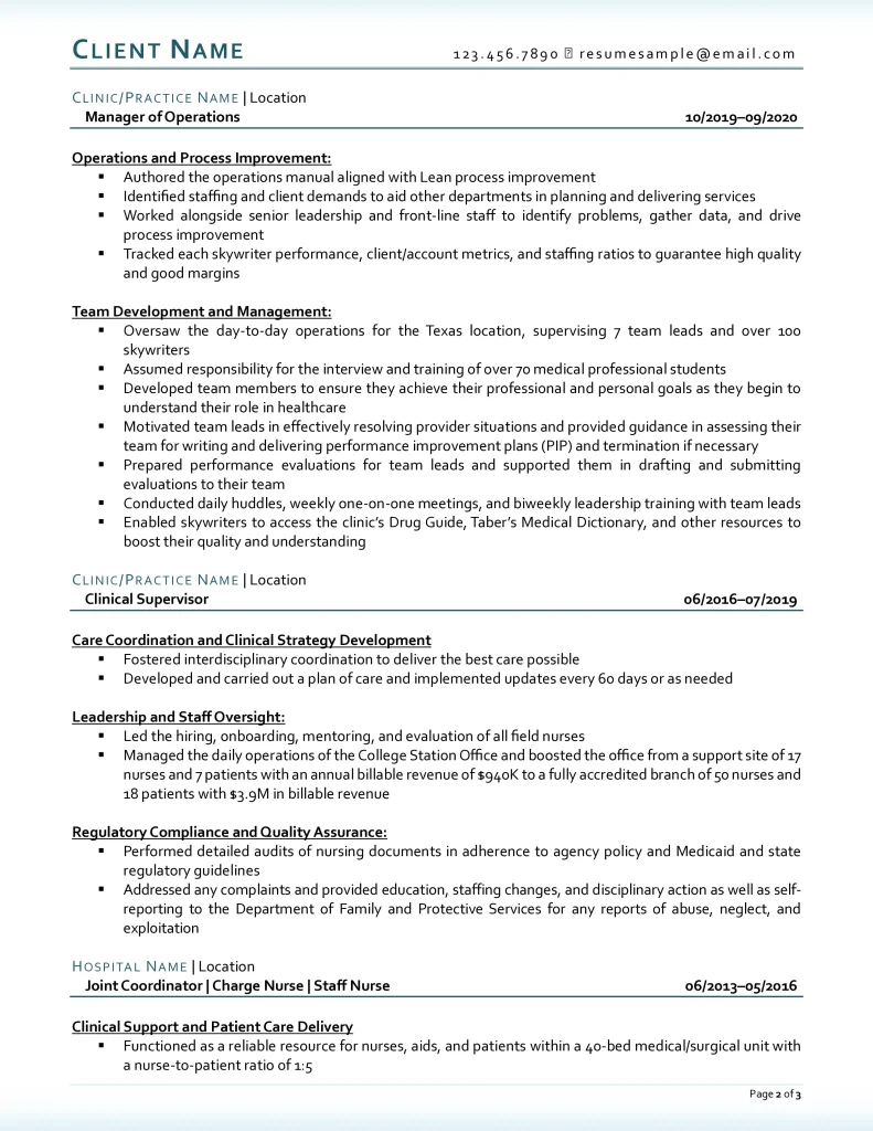 Healthcare Administrator Resume Example Page 2
