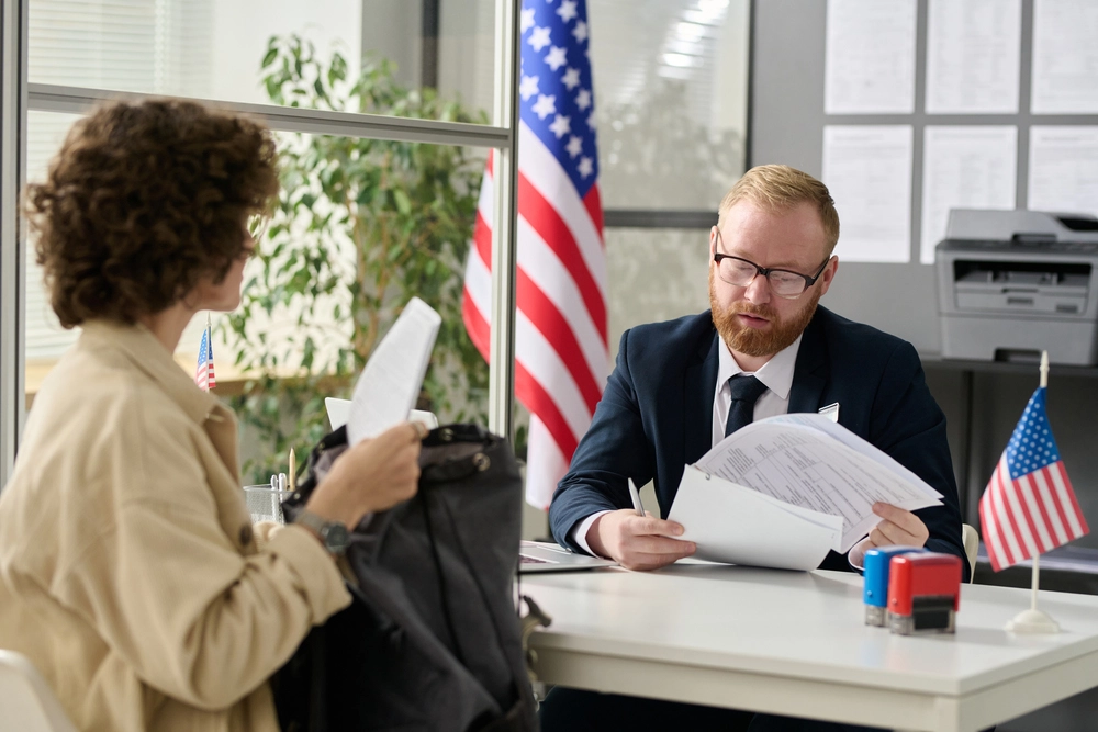 Young Woman Applying In A Federal Office