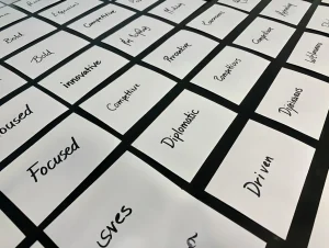 a collection of cards with adjectives to describe yourself