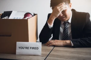Stressed Male Employee After Getting Fired