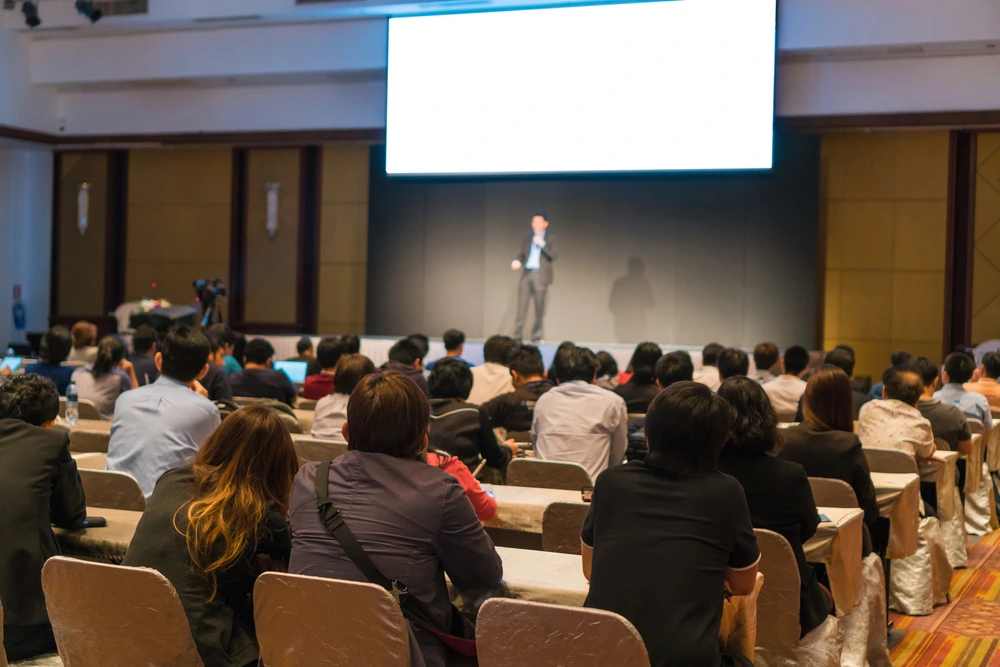 A Speaker Delivering A Well-Prepared Presentation