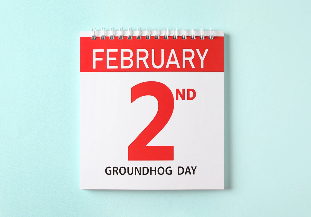 Top View Of Calendar With The Date For Groundhog Day