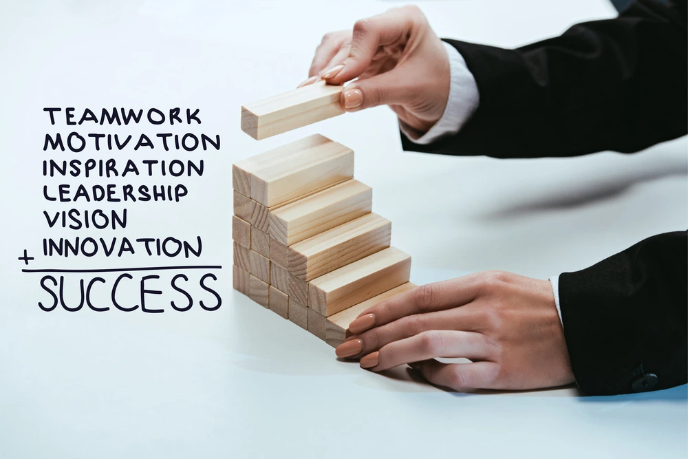 Cropped View Of A Woman Building A Career Ladder