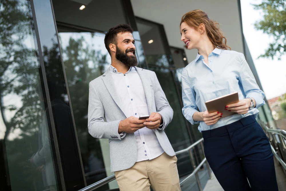 Male And Female Job Seekers In Business Casual Interview Attire