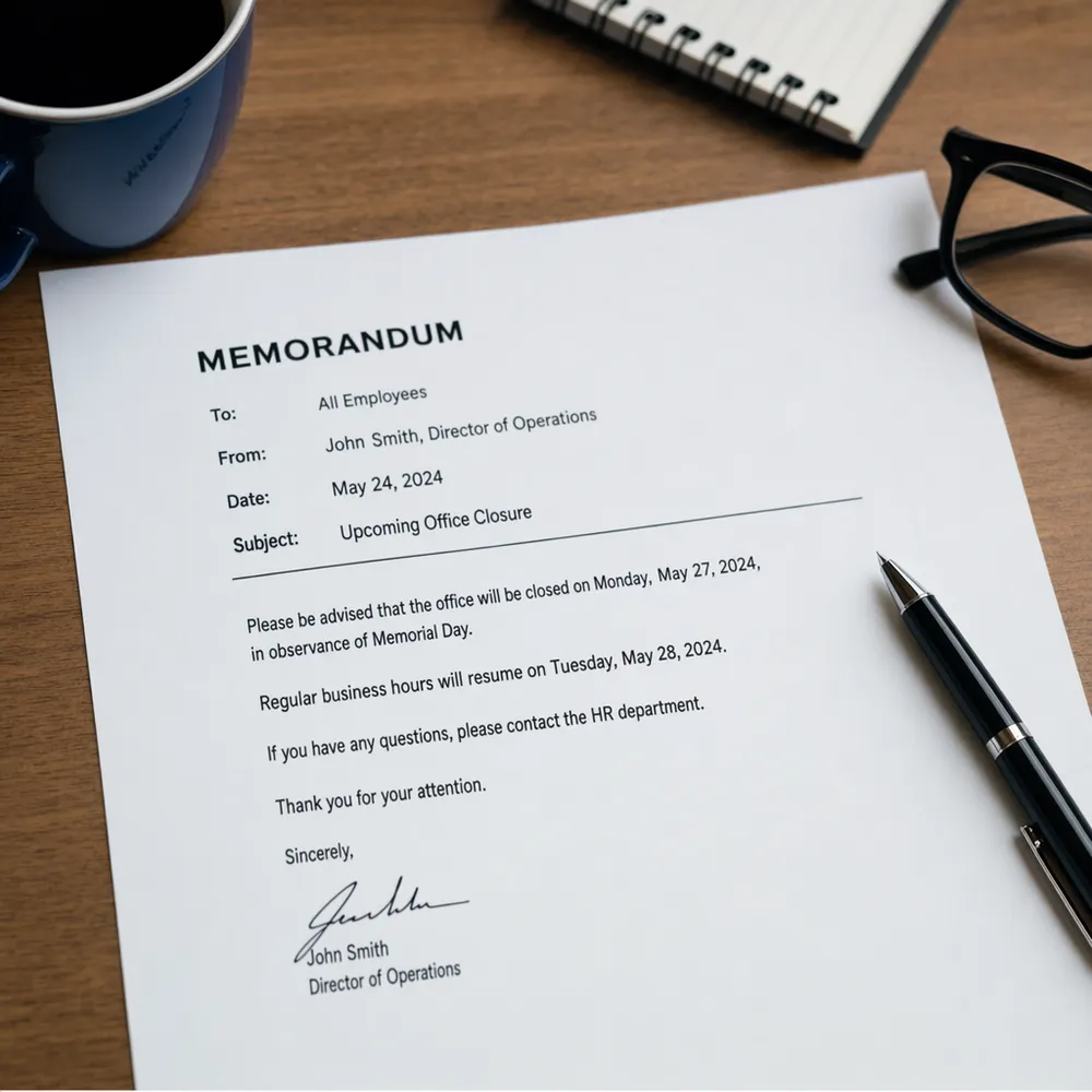 Business Memo Sample