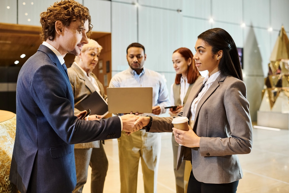 A Job Seeker Directly Meeting With Multiple Recruiters During A Job Fair.