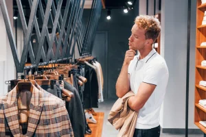 A man thinking what not to wear to an interview