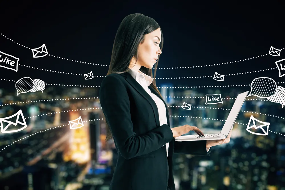 Side View Of Young Businesswoman Using Laptop With 2026 01 11 08 39 25 Utc