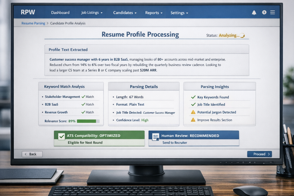 An Monitoring Showing How An Ats Processes A Resume Profile