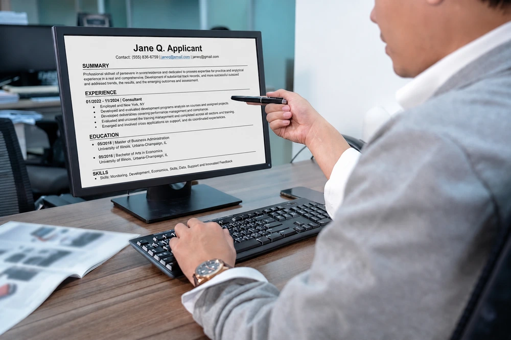 An Applicant Checking If His Applicant Document Has An Ats-Friendly Resume Format.