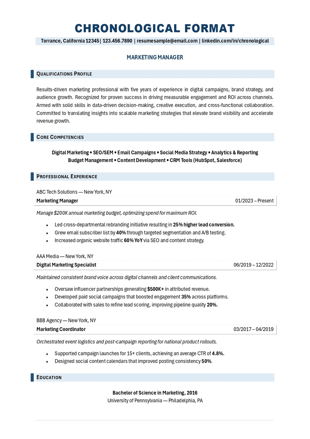 Best Resume Formats: Chronological Format