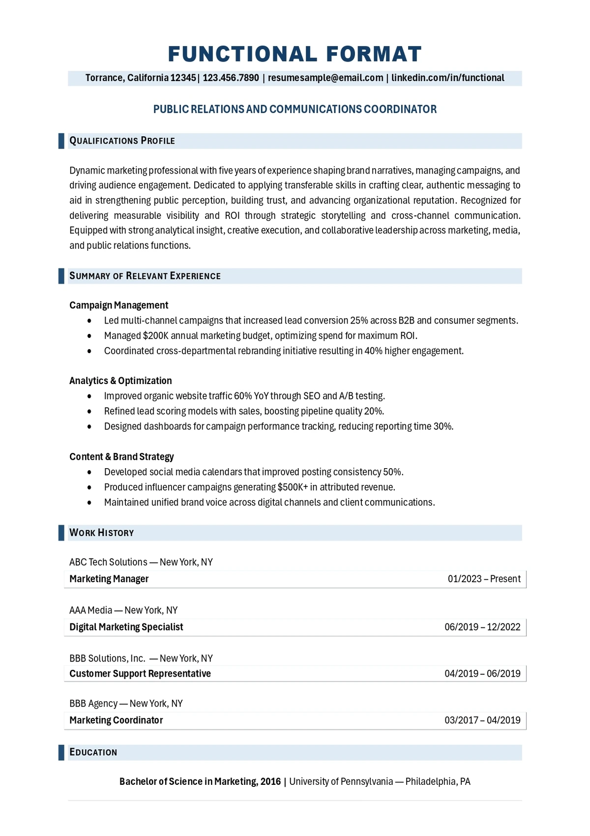Best Resume Formats: Functional Format