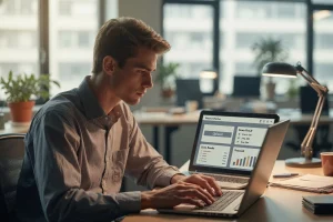 An applicant running his resume in an ATS resume checker.